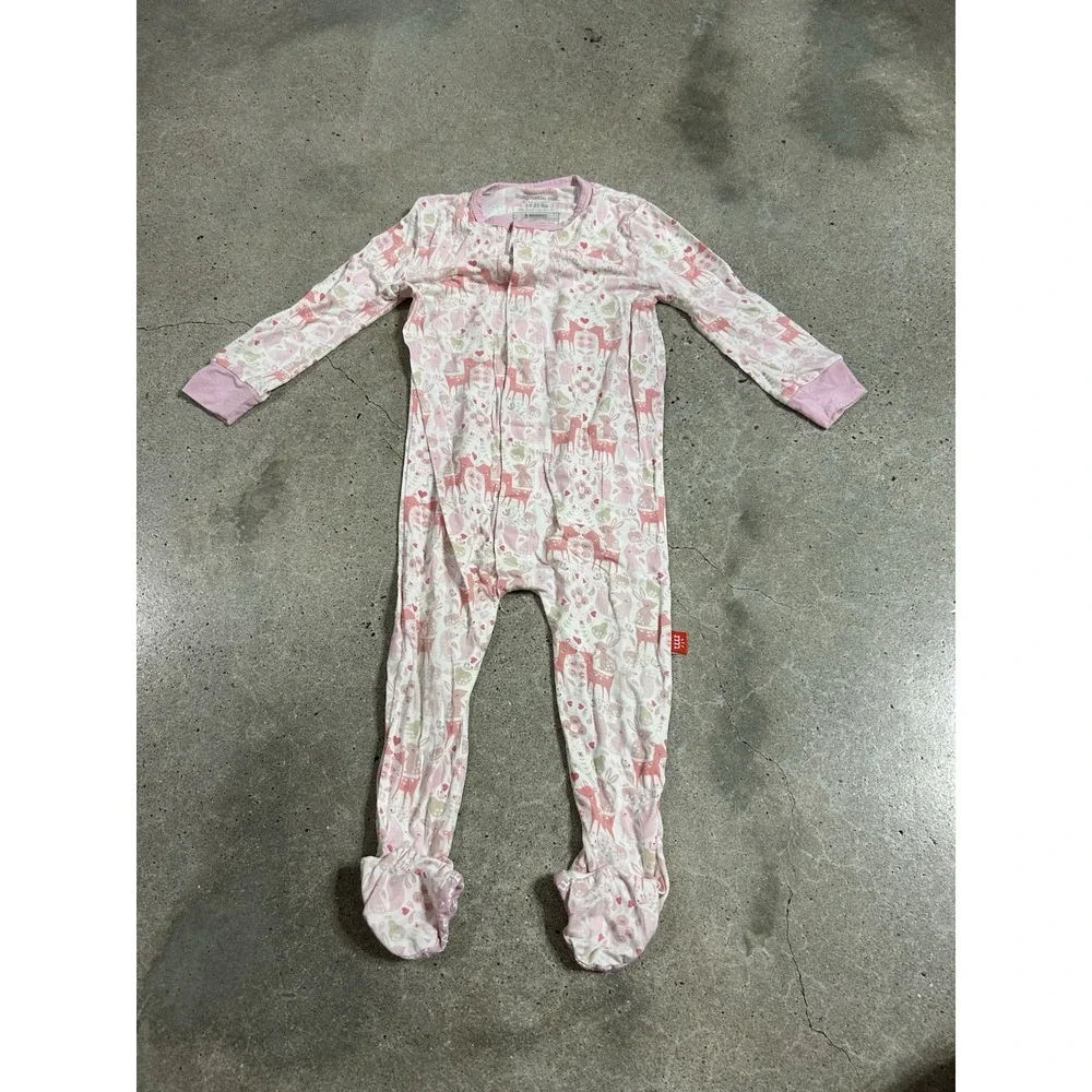 Magnetic Me Footie Pajamas PJs Baby Girls‎ Size 9-12 M Woodland Animals